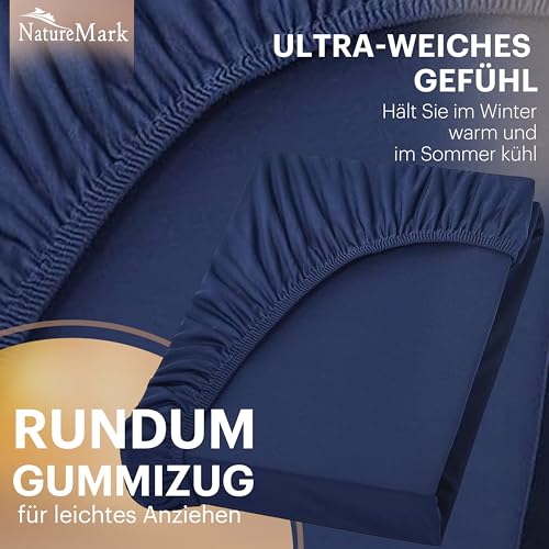 NatureMark Jersey Spannbettlaken, Spannbetttuch 100% Baumwolle in vielen Größen und Farben MARKENQUALITÄT ÖKOTEX Standard 100… – Ansicht 4