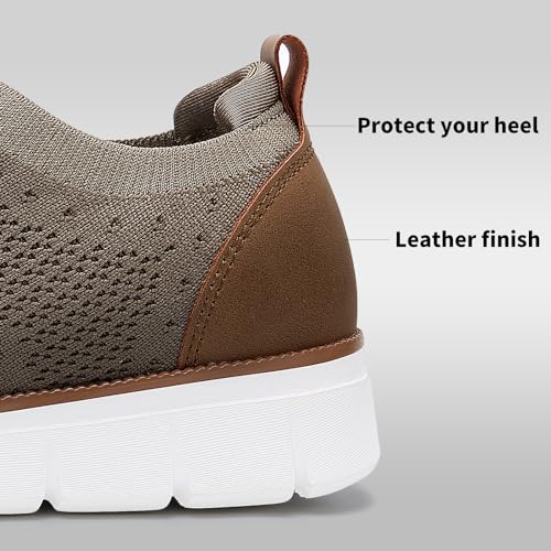 Men's Casual Dress Oxfords Sneakers Business Mesh Breathable Lightweight Walking Shoes Tennis Comfortable Fashion Office Khaki EU44 by LEZTA - Used condition - Image 4
