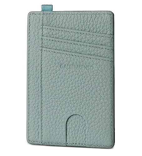 GADIEMKENSD Etui na karty RFID Blocking Genuine Leather Slim Card Wallet with D Shackle, miętowy