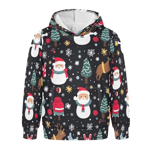 Kids Hoodies Sweaters Christmas Xmas Santa Claus Hooded Sweatshirts with Big Pockets for Boys Girls B0400360