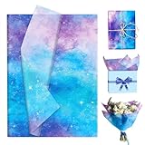 Seidenpapier Verpackungsmaterial 100 Blatt,Blau-Violett-Gradient Geschenkpapier Packseide...