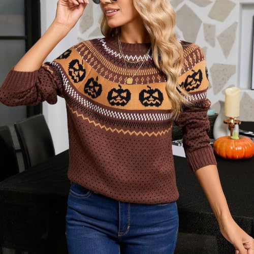 Vintage Sweater for Women Trendy Halloween Knit Pullover Winter Warm Tops - image 2