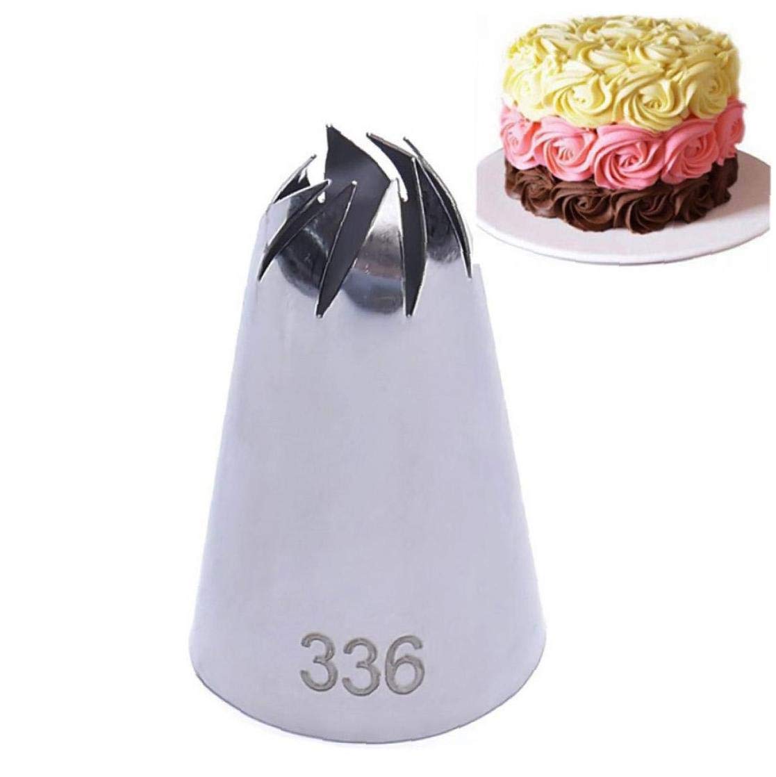Tossper Silver 1Pc Large Piping Nozzle, Stainless Steel Cake Piping Tip For Baking Diy Cookie Cream Cupcake Decorating