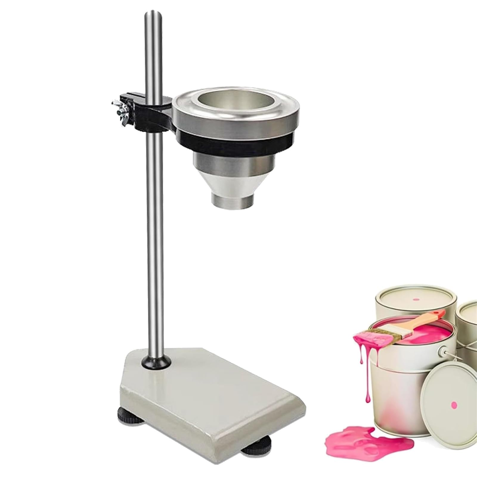 Probador de viscosidad, viscosímetro de pintura de escritorio con soporte ajustable, capacidad de 100 ml, herramienta de medición de flujo precisa, boquilla de 4 mm/6 mm para uso en laboratorio