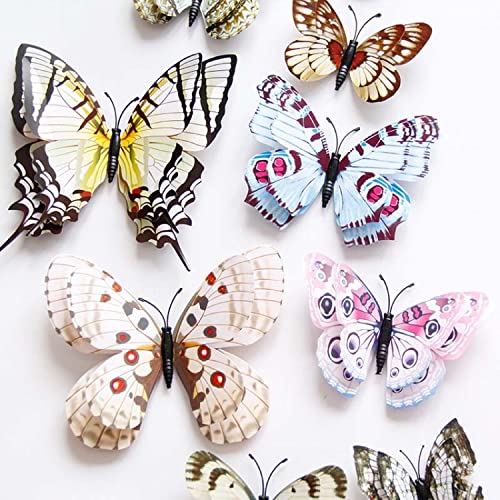 Image of JAAMSO ROYALS Multicolor 3D Magnet Butterfly Wall Stickers for Decoration, Wall Decor Items (Set of 12)-Self-Adhesive