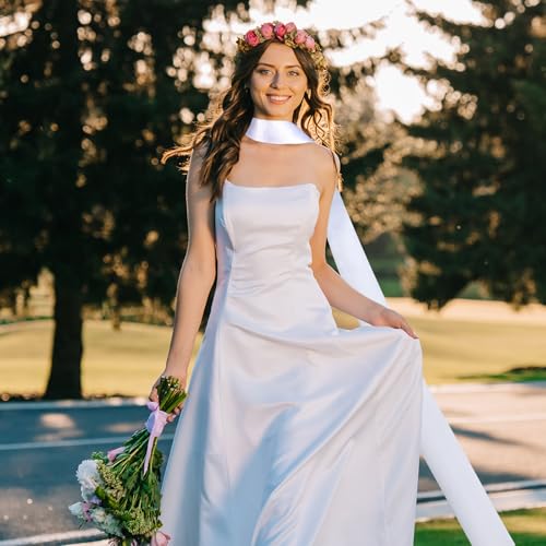 142 Inch Satin Bridal Neck Scarf Long Wedding Neck Scarf Length Draped Bride Wrap White Satin Shawl Bridal Wedding Wrap Long Evening Shawl for Women4