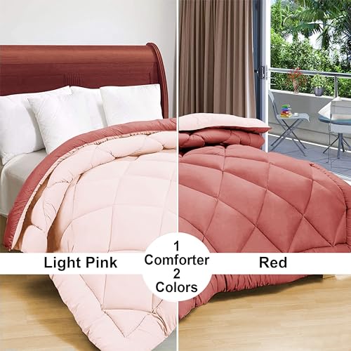 Image of HOMEKART 220 GSM Microfiber Reversible Comforter for Double Bed,Ultra Soft, Skin-Friendly & Hypoallergenic Solid Blanket|Lightweight Cozy & Machine Washable (Candy Pink)
