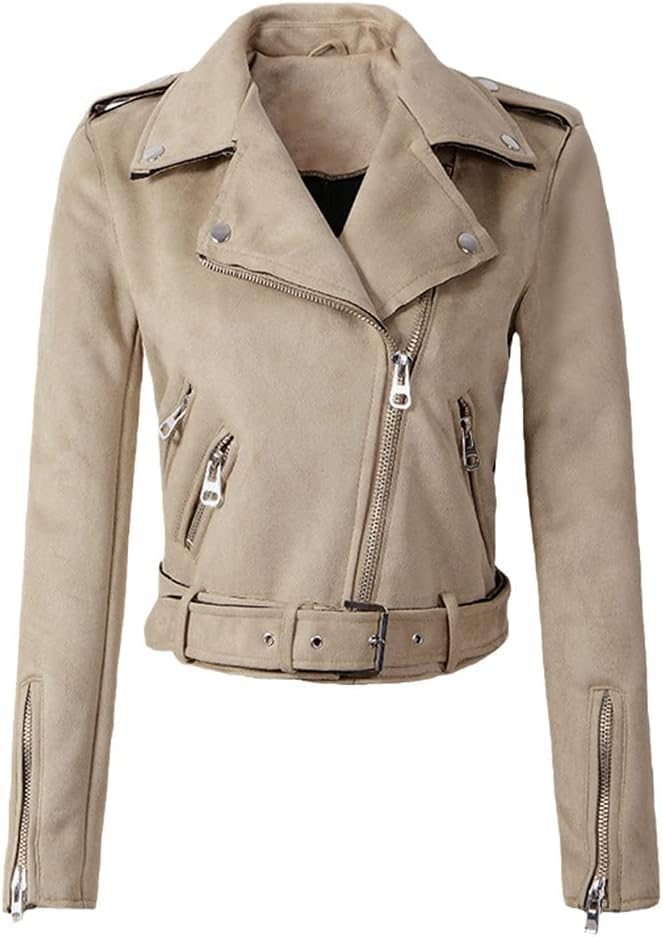 Veste en cuir en daim pour femmes chic et tendance