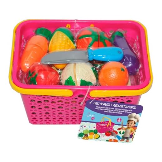 TACHAN - Cesta de Vegetales y Frutas para Cortar - Set Infantil Juego simbólico - Contiene 28 pzas (CPA Toy Group 728T00983)