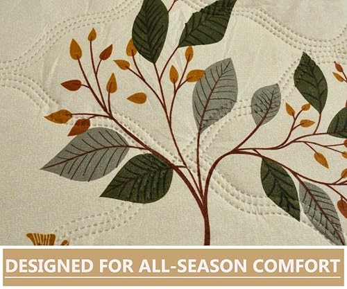 Image of IVAZA Luxury Ultrasonic Punch AC Comforter Blanket - Quilted Microfiber Floral Pattern, Lightweight Breathable All‑Season Blanket for Bedroom, Travel (Singled Bed,228x152 CM) (Warm Cream)