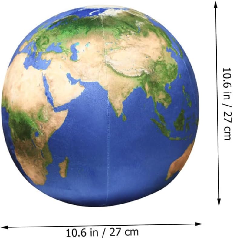 Ball Shaped Plush Throw Pillow Earth Map Pattern Decorative Cushion for Sofa Bed Chair Soft Furry Cushion Creative Educational Home Decor