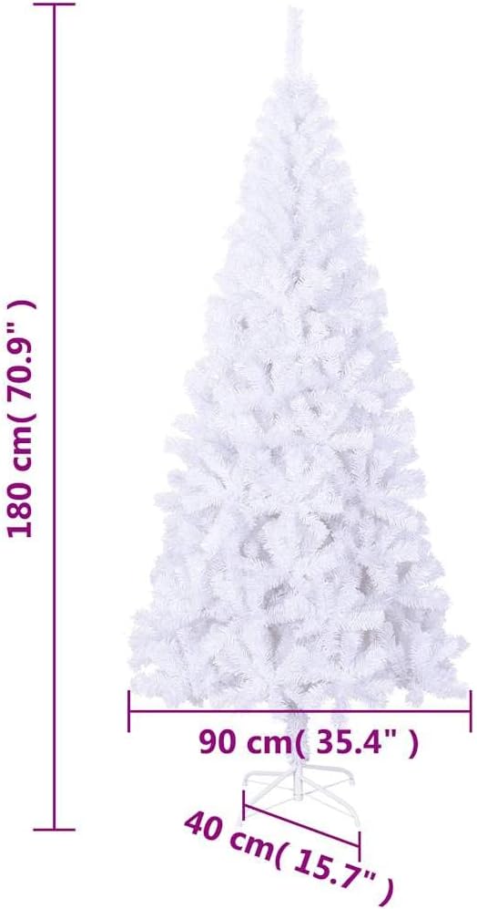 vidaXL Artificial Christmas Tree with Metal Stand, 6 ft Realistic White PVC, Durable & Economical Xmas Decor for Indoor/Outdoor, Easy-Assembly Holiday Decoration, Without Ornaments