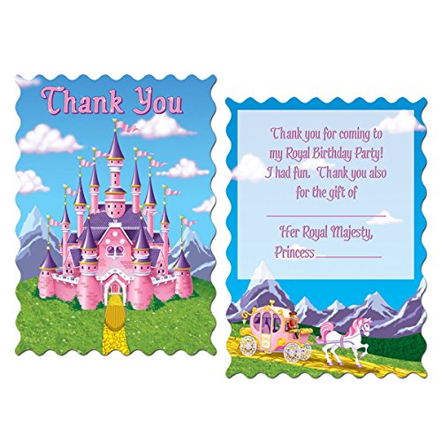 Club Pack of 96 Pink, Purple Multi Colored Princess Party Thank You Notes 5.5
