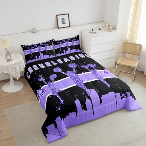 Erosebridal Jogo de edredom com estampa de líder de torcida para cama com tema de dança, sonhos com