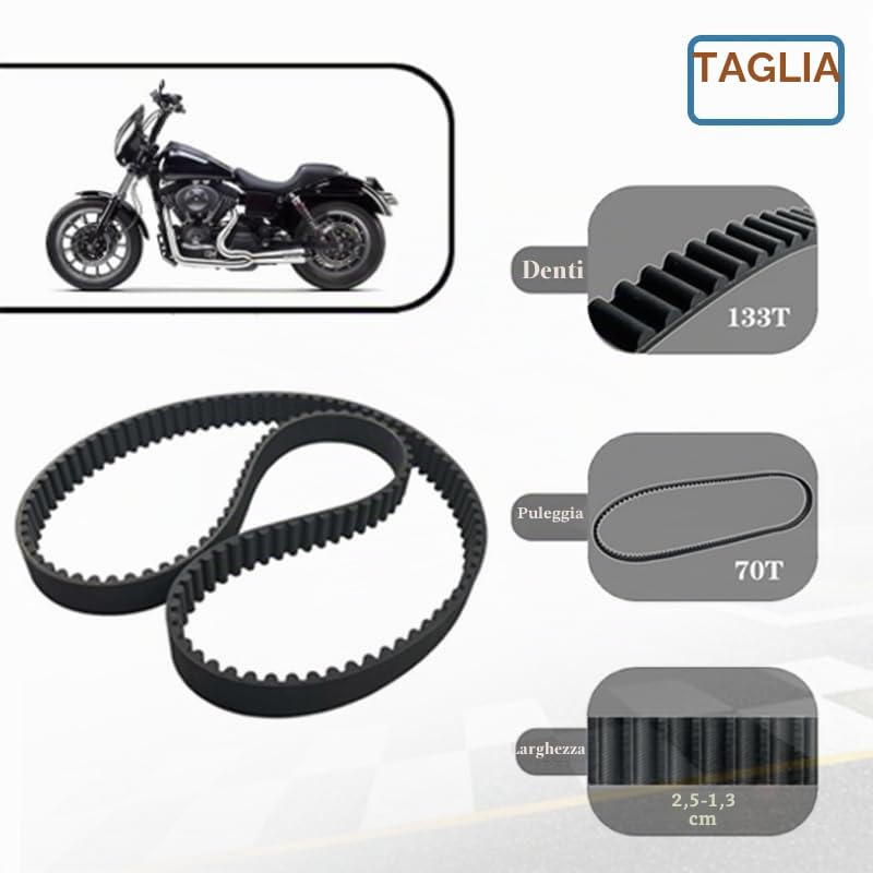 Cinghia di trasmissione posteriore 128T 1-1/8" compatibile con Harley Davidson Sportster 883 1200 Hugger XL XLH 883C 1200C 1200S 1991-2003 Sostituire 40022-91 1204-0042 58-420