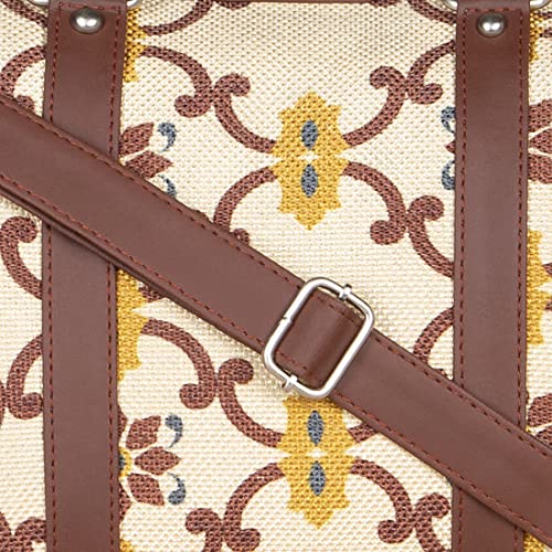 Image of ZOUK Women's Handcrafted Off White Printed Handbag for Office and College