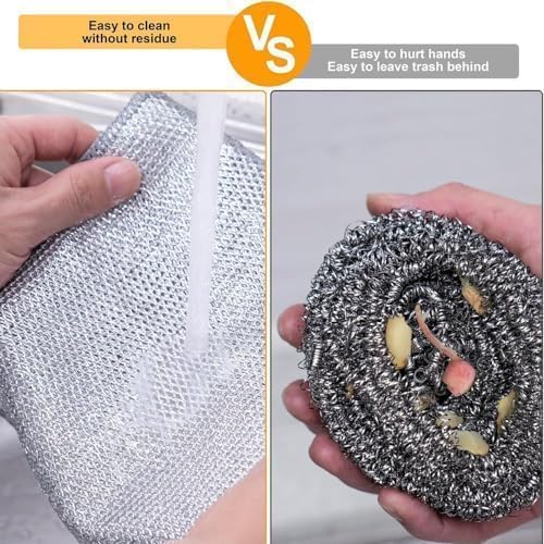 Image of PRANT Non-Scratch Dish Wash Cloth (Pack of 20), Steel Wire Dishwashing Rags for Wet and Dry Stainless Steel Scrubber Non-Scratch Wire Dishcloth for Washing Dishes Sinks Counters (20)