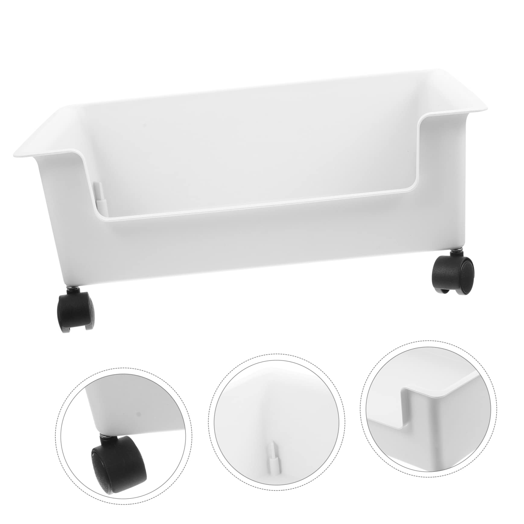 Contenitore Porta Libri con Ruote in Plastica Bianco per Camerette Studenti, Organizer per Back To School Party con Superficie Liscia e Design Semplice
