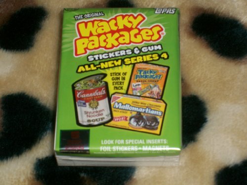 Wacky Packages Series 4 Set completo 55/55 adesivi con Wrapper!! di Topps