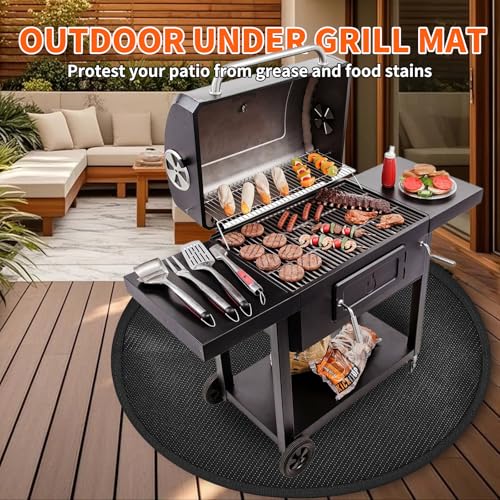 Ronsan Feuerschutzmatte Rund 48 Zoll, Hitzebeständige Bodenschutzmatte für Feuerstelle, Feuerschale & Grill, schützt Terrasse, Deck, Rasen und Fliesen, wasserabweisend, wiederverwendbar