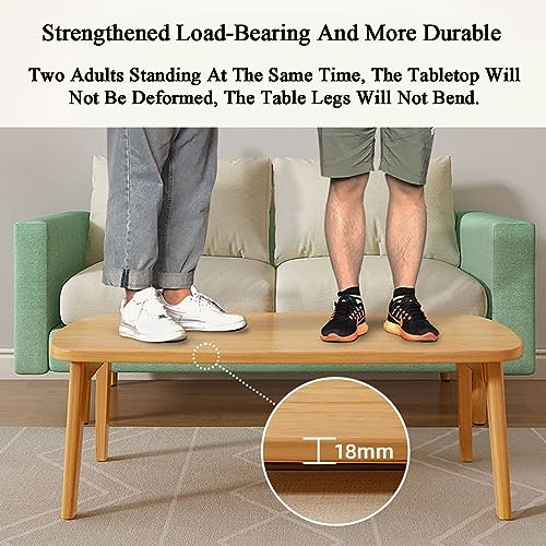 Table basse pliable double usage bois massif solide et compacte 80x55x45 cm - 5