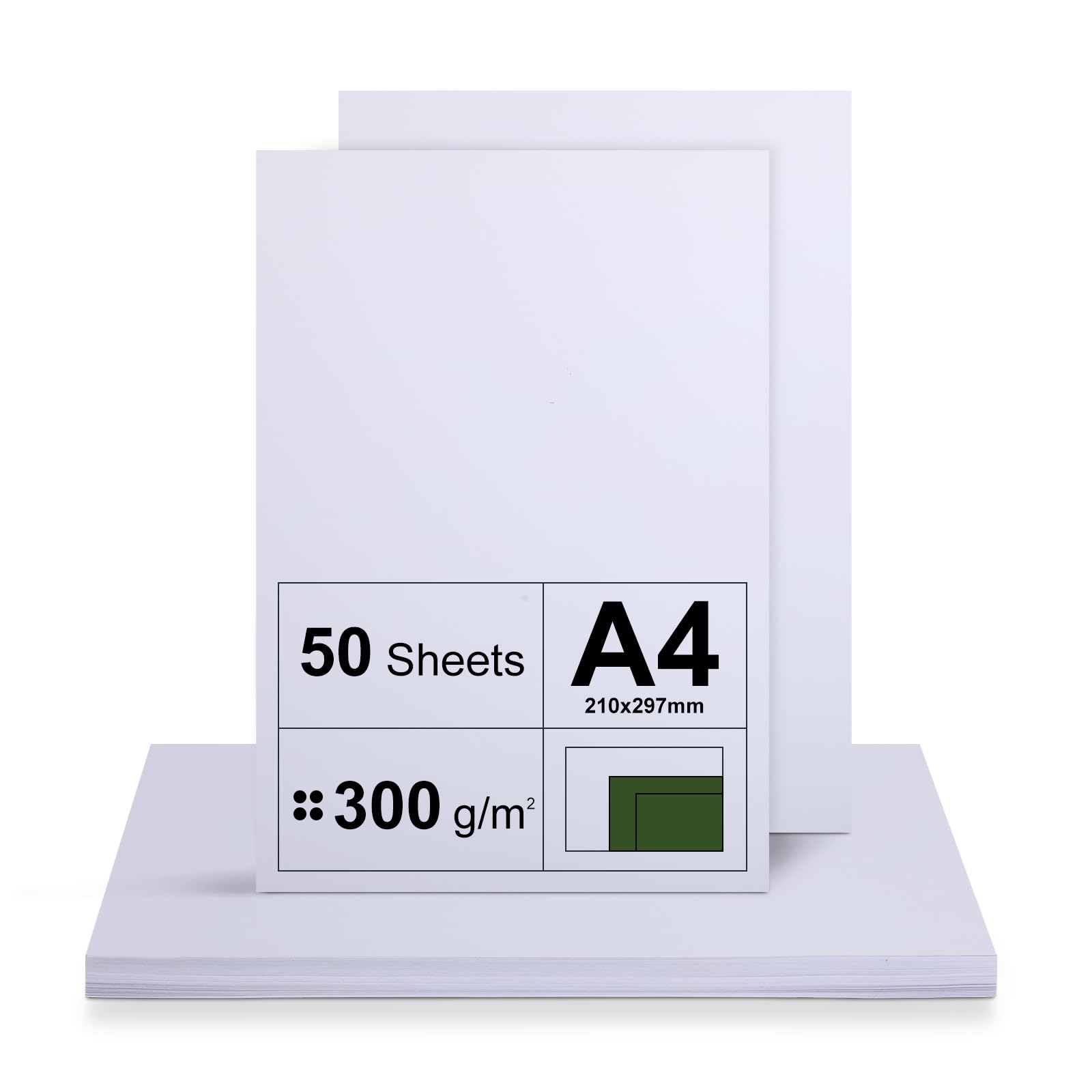 Cartone A4 300 g/m² 50 Fogli Carta Spessa Bianca per Stampanti