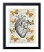 Anatomical Heart With Yellow Butterflies Upcycled Vintage Dictionary Art Print 8x10