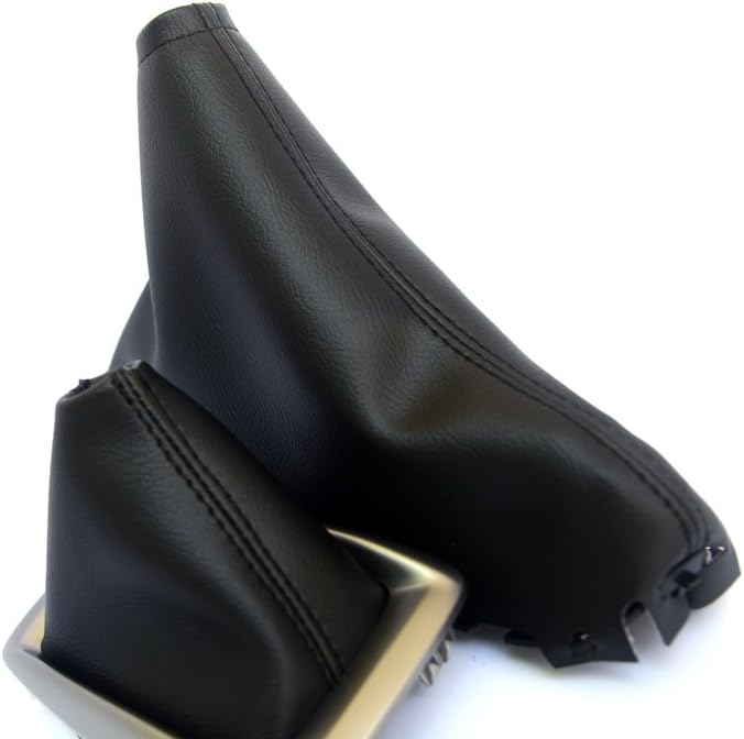 Fits 2012-2016 Mazda 3 Miata MX5 Synthetic Black Leather Shift & E Brake Boot Set . (Skin Only)