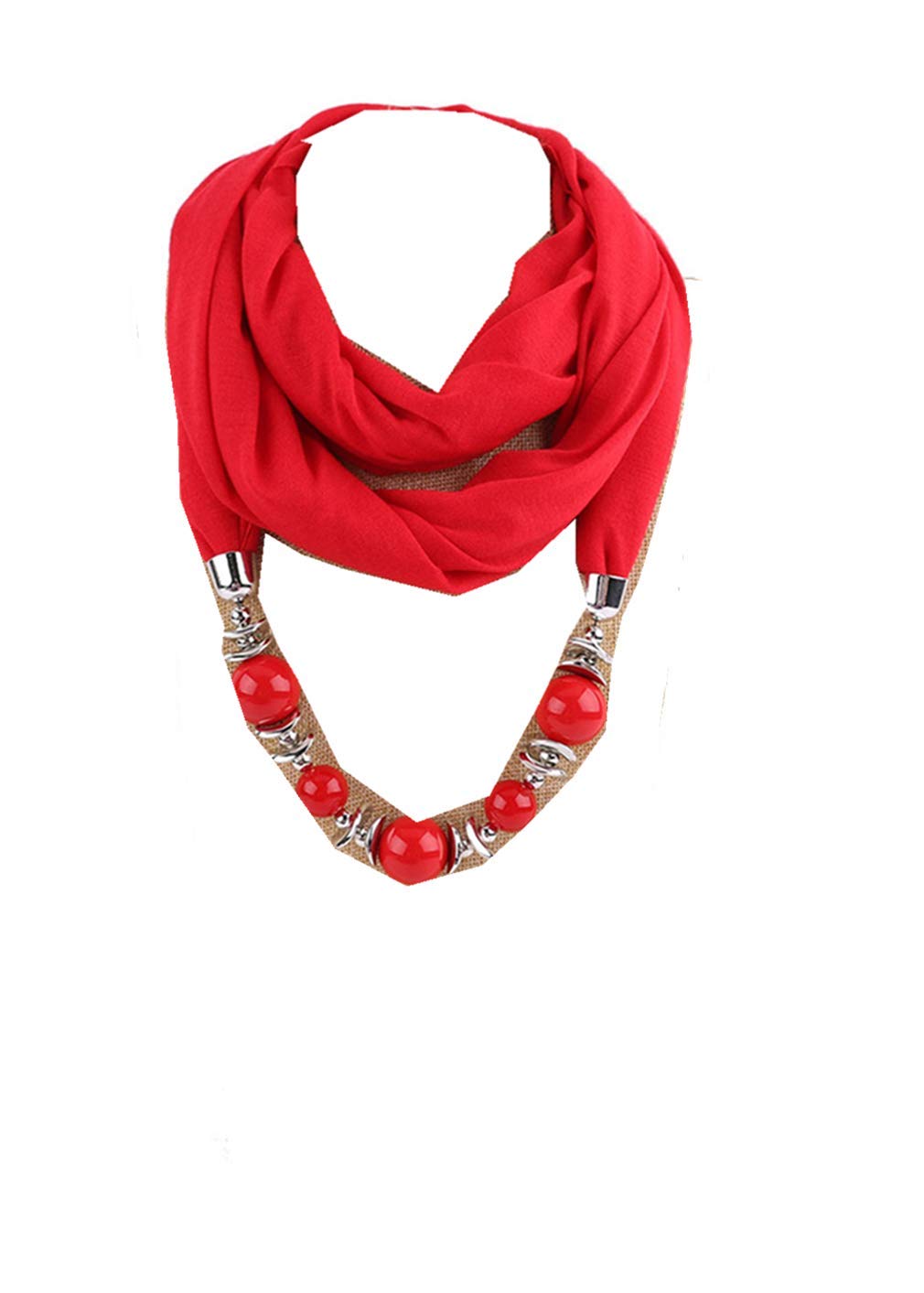 Ulalaza Women's Style-30 Scarf Bead Pendant Scarf Charm Ethnic Style Infinity Scarves Scarf Necklace