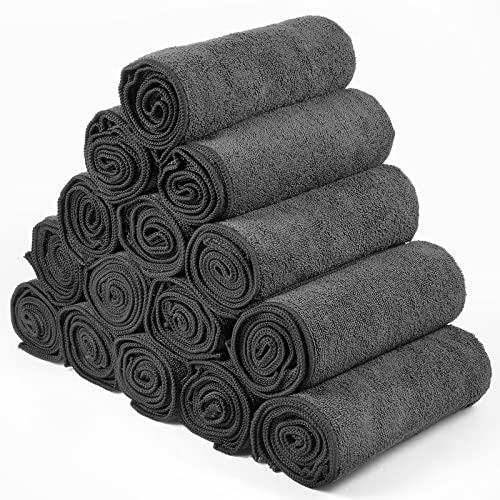 Image of Shimeyao 40 Pack Bleach Proof Towels Microfiber Absorbent Resistant Hair Hand Towels Bulk Quick Dry for Barber Gym Bath Spa Shaving (Grey,16 x 29 Inch)
