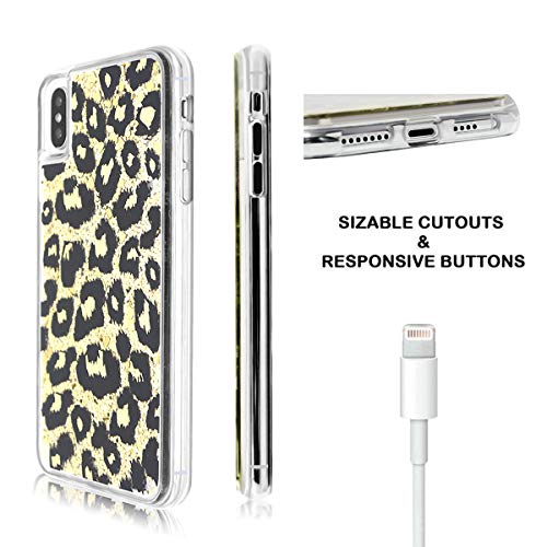 Losin Leopard Case Compatible With Apple Iphone 7 Plus/Iphone 8 Plus 5.5 Inch Ultra Thin Fashion Luxury Sparkling Liquid Quicksand Glitter Sequin Lovely Leopard Pattern Soft Tpu + Hard Pc Back Case #TOP4