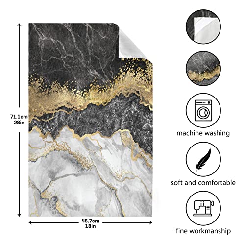 Kitchen Towels 4 Pack Kitchen Dish Towels Reusable Cleaning Cloths Gold Black Marble Absorbent Tea Towels Machine Washable Hand Towels #TOP2