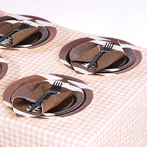 Tongcloud 96Pcs Football Plates Disposable Football Paper Plates And Napkins Plastic Fork For Party Sports Fans Baby Show Serves 24 #TOP6
