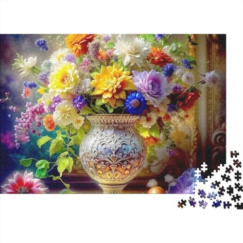 Rompecabezas de 1000 piezas para adultos, diseño de jarrón floral para relajarse en casa