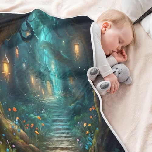 Image of Baby Blanket for Boys Girls - Fairy Fantasy Forest Blankets, Soft Breathable Nursery Bed Blankets 30 x 40 Inch