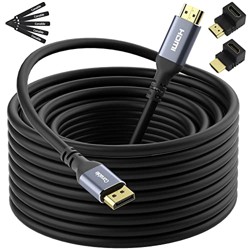 4K DisplayPort to HDMI Cable 35FT, 4K@60Hz HDR, High Speed Active Display Port to HDMI Cable UHD Converter, Uni-Directional Cord, Support 4K@60Hz 2K@120Hz 1080P for HDTV, Monitor, Projector