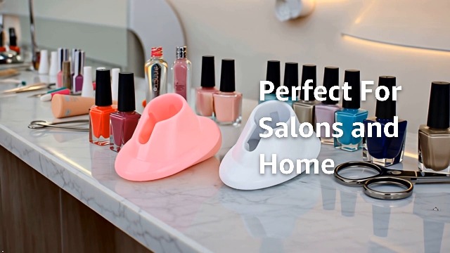 Soporte para esmaltes de uñas de goma suave rosa y blanco miniatura 7