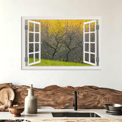 Cuadro lienzo efecto ventana de montañas para una decoración moderna en tu salón 3