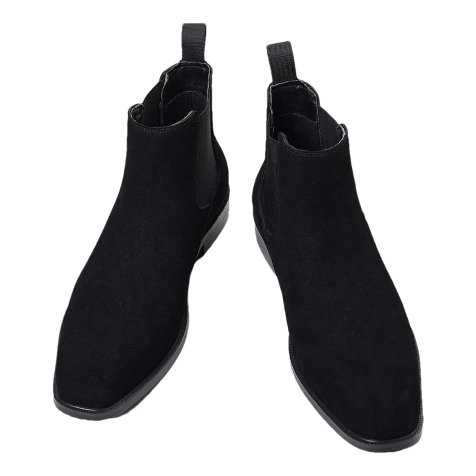 ANUFER Uomo Vacchetta Pelle in Camoscio Scarpe Chelsea Punta Quadrata Slip On Vestito Stivaletti alla Caviglia