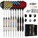Turnart Dartpfeile Metallspitze 9 Stück 24 Gramm Dartpfeile Profi Dartpfeile Steel Set18 Pfei mit 27 zusätzlichen Flights 20 Anti-Lose Gummiringe Geschenketui (Gold)