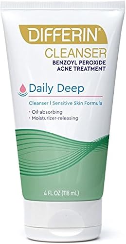 Differin Daily Deep Cleanser - Fórmula para piel sensible, 4 onzas