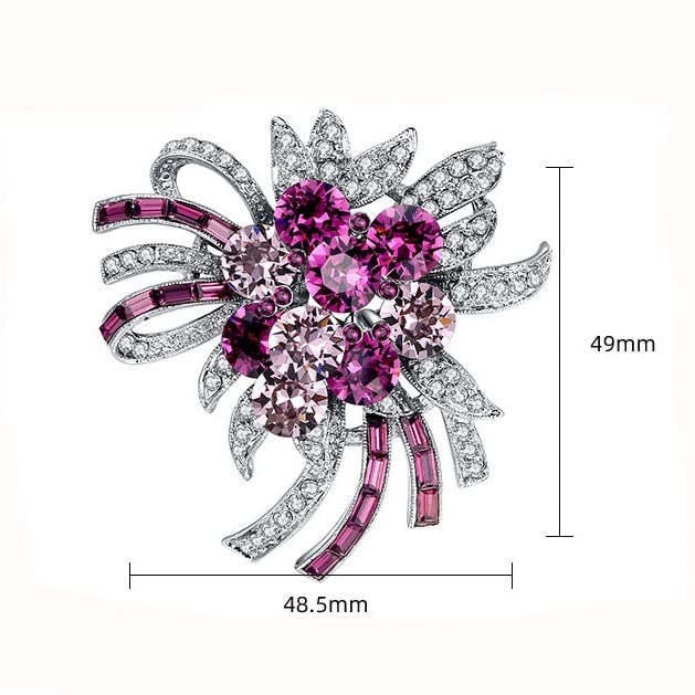 Broches de Mujer, Nuevo Broche Violeta de Cristal púrpura de Lujo, Flor para Mujer, Bufanda Simple con Hebilla Salvaje, Broche de Regalo para niñas, Pin