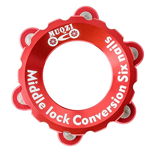 Easnea Aluminum Alloy Bicycle Hub Center Lock Adapter to 6 Bolt Disc Brake Replacement Parts Red