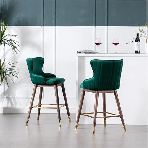 Roundhill Furniture Leland Fabric Upholstered Counter Height Wingback Stools, Set Of 2, Green #TOP5