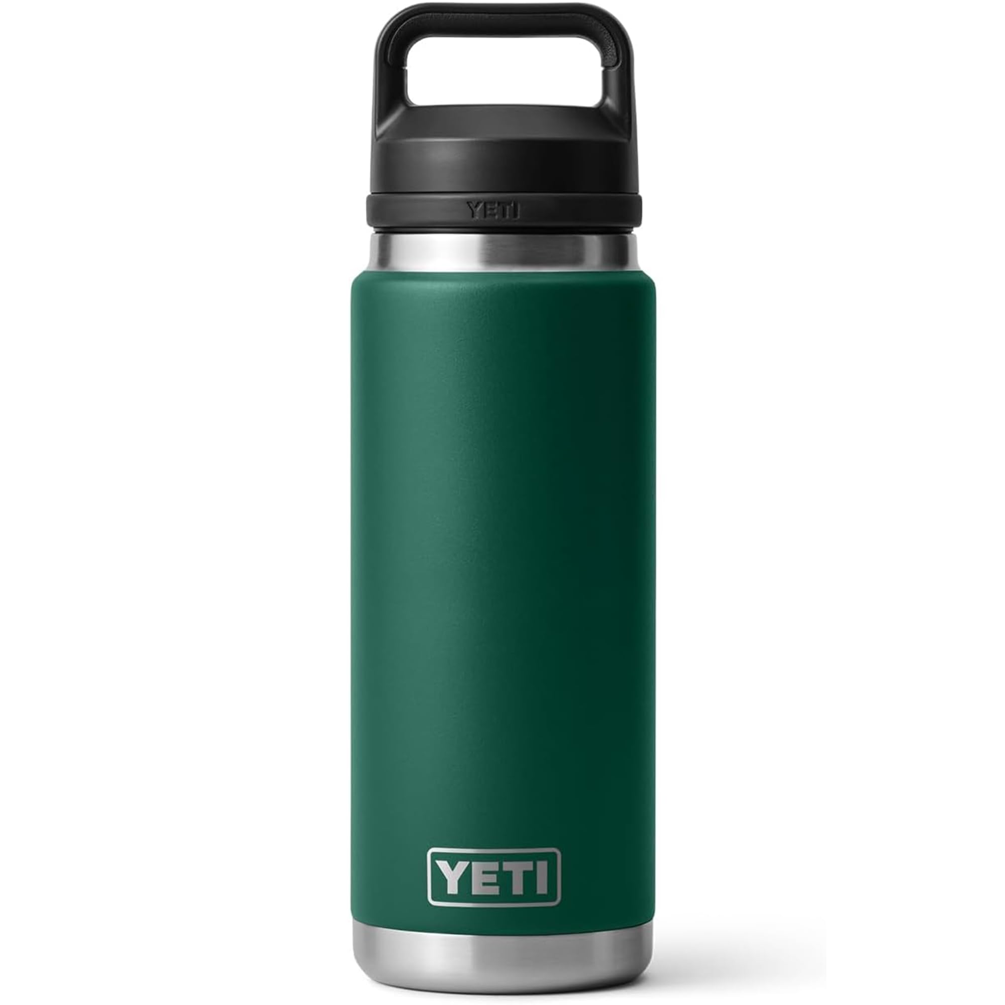 YETI Rambler 26 oz Bottle, Leakproof, Vacuum Insulated, Stainless Steel with Chug Cap, Black Forest Green