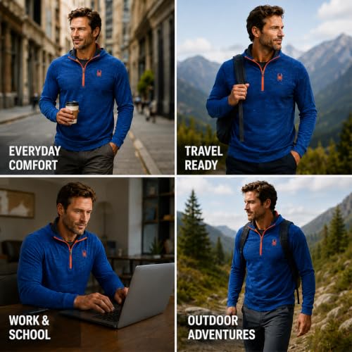 Image of Spyder Mens Quarter Zip Pullover Sweatshirt - Dry Fit Quarter Zip Hoodie