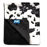 Paw Brands PupProtector Waterproof Luxury Faux Fur Washable Dog Throw Blanket, 80" L X 62" W, Black Faux Cowhide