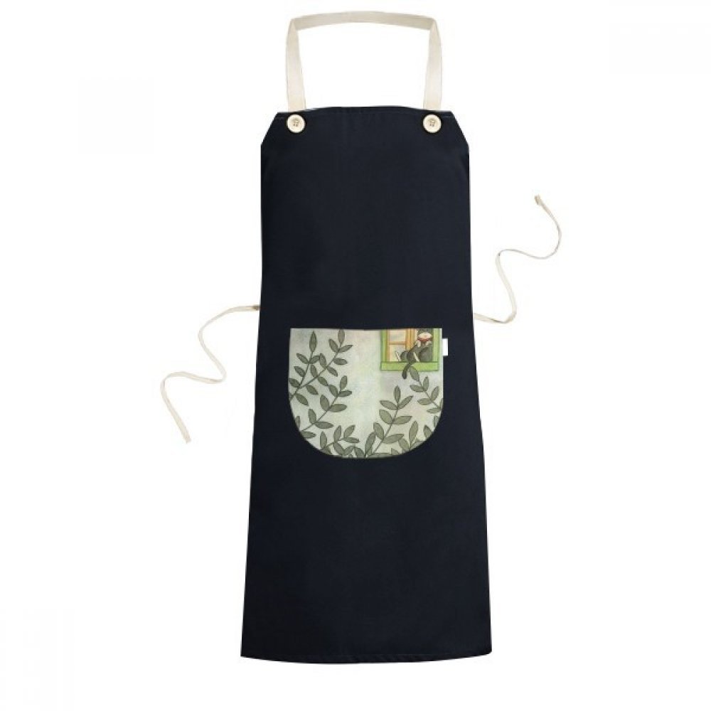 Tablier chat aquarelle pour cuisine et barbecue extérieur noir