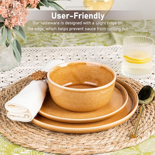 GBHOME Ceramic Dinnerware Sets, Stoneware Plates and Bowls Sets, Scratch Resistant Dishes, Dishwasher & Microwave Safe, Reactive Glaze - Image 5