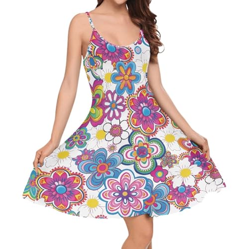 Image of Biyejit Women Casual Loose Dress Strap Long Summer Beach Swing Dress
